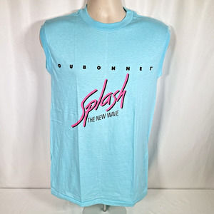 Vintage 70s Dubonnet Splash New Wave Blue Ched Knits by Anvil L Shirt Alcohol